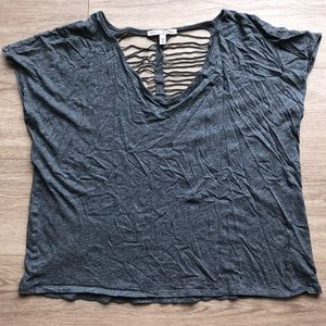 Express grey distressed back tee